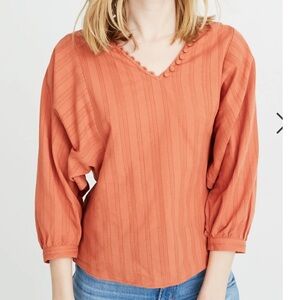 Madewell Dark Orange Raglan Peasant Top